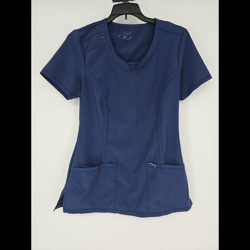 Cherokee Infinity Women's Scrub Top XS Round Neck‎ Navy